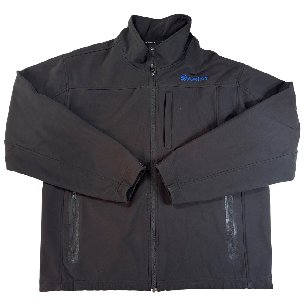 Ariat Softshell Black Jacket Blue Fleece Lined Full Zip Men's XL Gorpcore